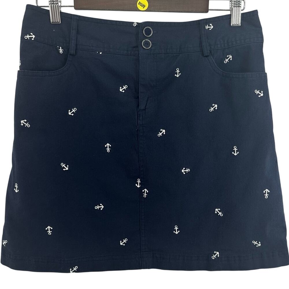 Christopher & Banks Embroidered Skort Size 8P Navy Blue Anchors Nautical Preppy